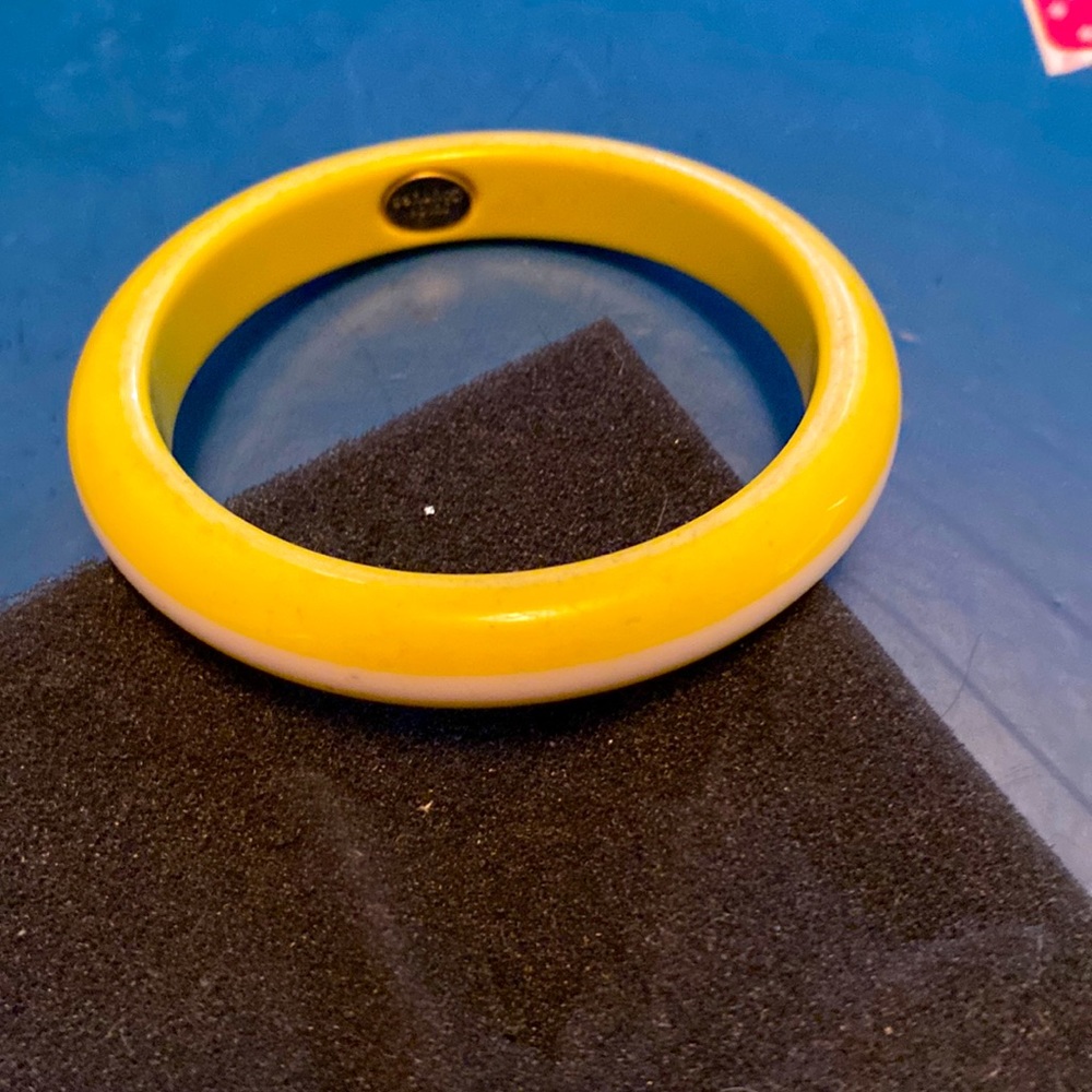 Juicy Couture Yellow & white striped Bangle Bracelet inside diameter 2.5